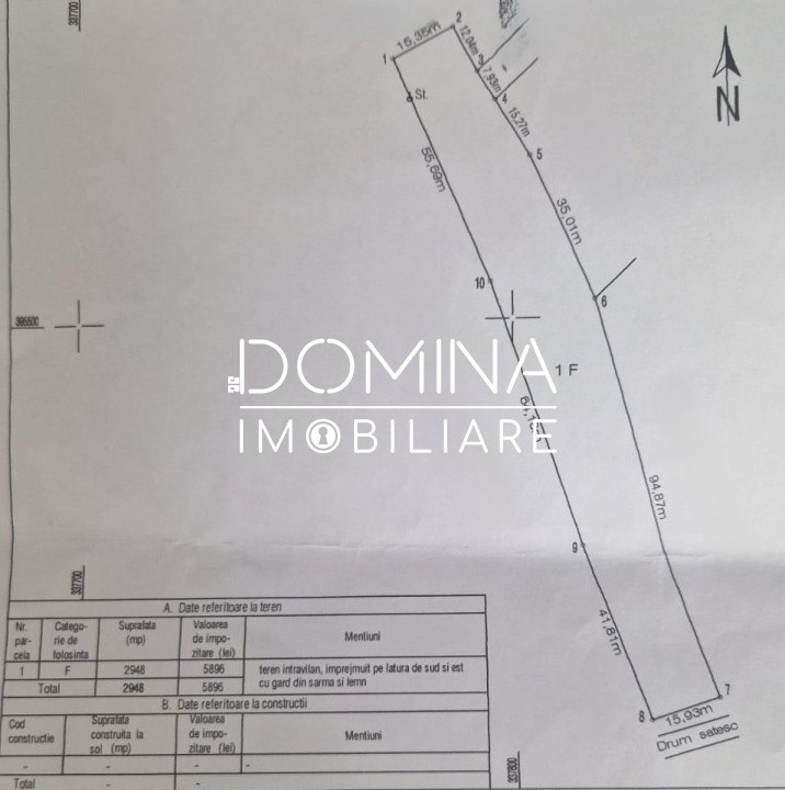 Teren 2.948 mp, ideal construcție – oraș Tismana, strada Perilor
